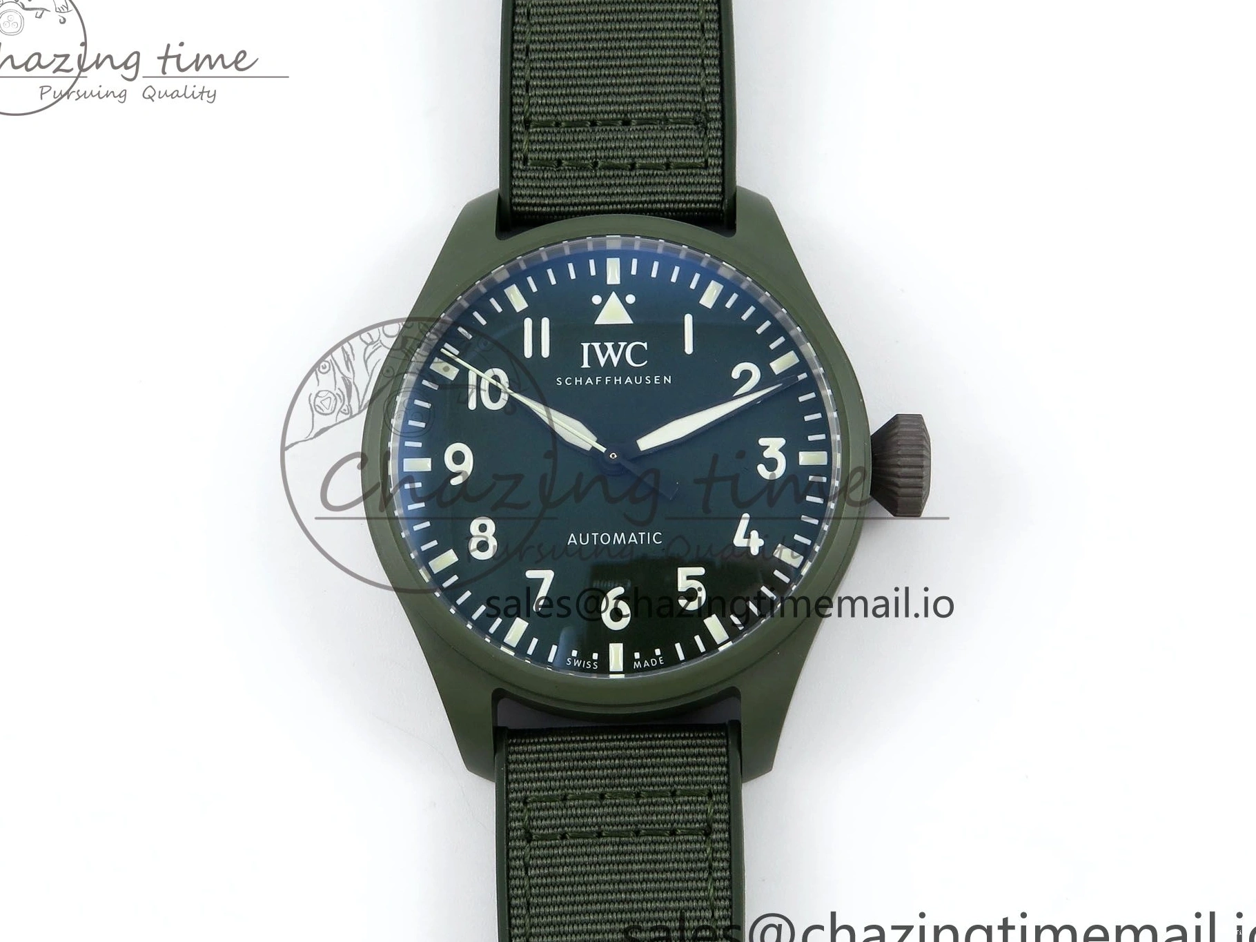 MIROTIME 0302 Big Pilot IW329802 M+F 1:1 Best Edition Green Dial on Green Nylon Strap MY Unique 7002